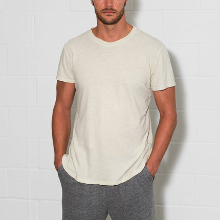 Men's Linen Blend Curved Bottom Crew Neck Tee