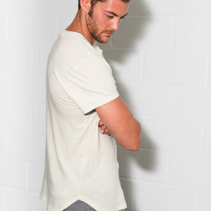 Men's Linen Blend Curved Bottom Crew Neck Tee
