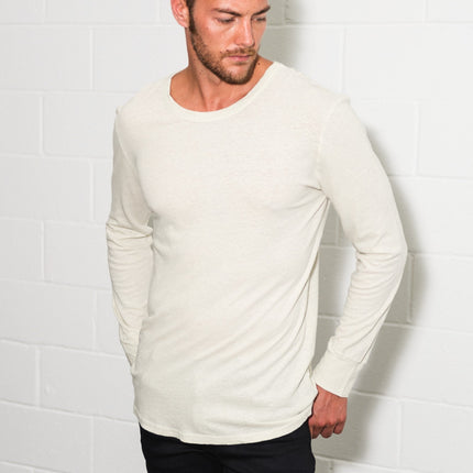 Men's Linen Blend Wide Cuff Long Sleeve Tee
