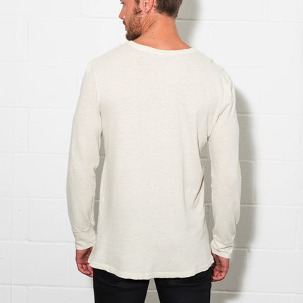 Men's Linen Blend Wide Cuff Long Sleeve Tee