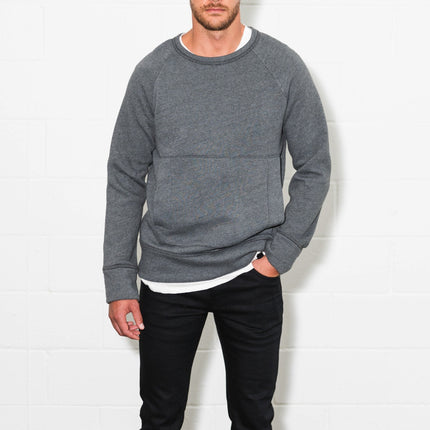 Men's French Terry Kangaroo Pocket Crew Neck Sweatshirt