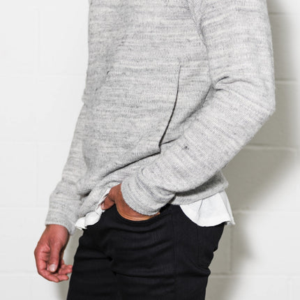 Men's Soft Knit Melange Kangaroo Pocket Pullover Sweater