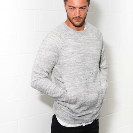 Men's Soft Knit Melange Kangaroo Pocket Pullover Sweater