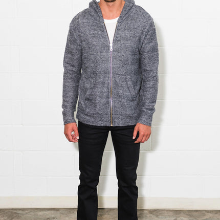 Men's Soft Knit Melange Zip Front Hoodie