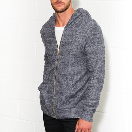 Men's Soft Knit Melange Zip Front Hoodie