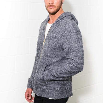 Men's Soft Knit Melange Zip Front Hoodie