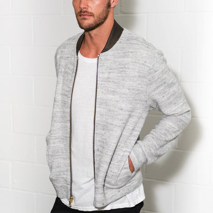 Men's Soft Knit Melange Bomber Jacket