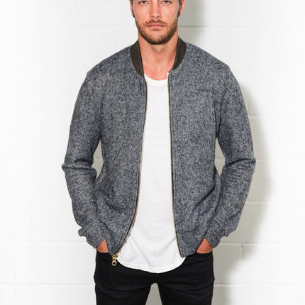 Men's Soft Knit Melange Bomber Jacket