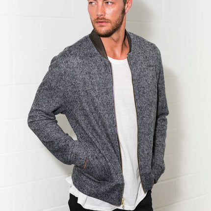 Men's Soft Knit Melange Bomber Jacket