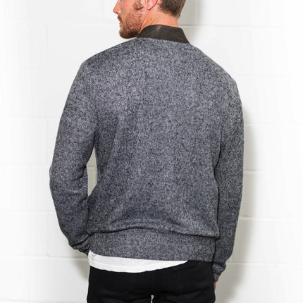 Men's Soft Knit Melange Bomber Jacket