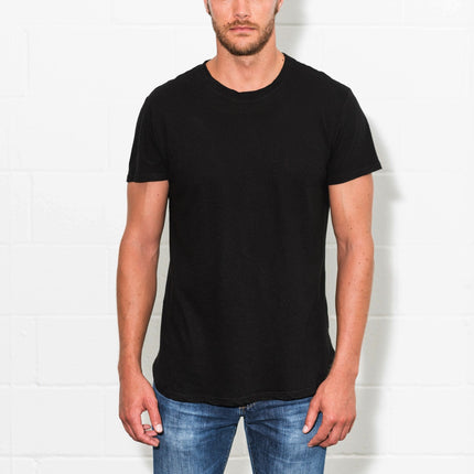 Men's Linen Blend Curved Bottom Crew Neck Tee