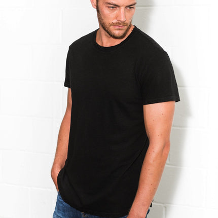Men's Linen Blend Curved Bottom Crew Neck Tee