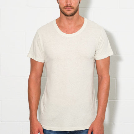 Men's Linen Blend Wide Neck Band Tee