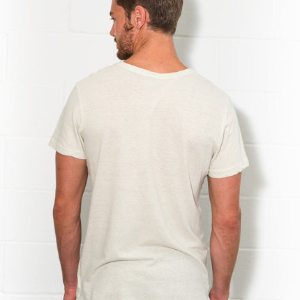 Men's Linen Blend Wide Neck Band Tee