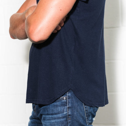 Men's Linen Blend Curved Bottom Crew Neck Tee