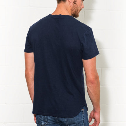 Men's Linen Blend Curved Bottom Crew Neck Tee