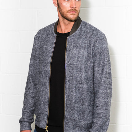 Men's Soft Knit Melange Bomber Jacket