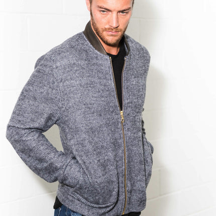 Men's Soft Knit Melange Bomber Jacket