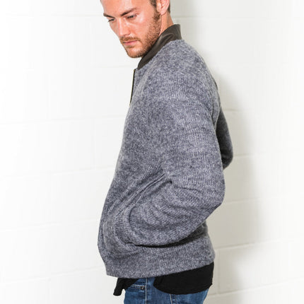 Men's Soft Knit Melange Bomber Jacket
