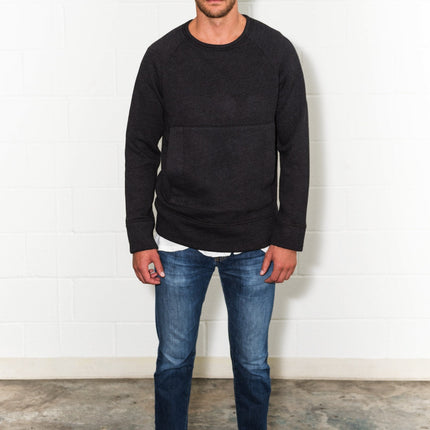 Men's French Terry Kangaroo Pocket Crew Neck Sweatshirt