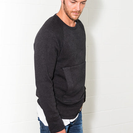 Men's French Terry Kangaroo Pocket Crew Neck Sweatshirt