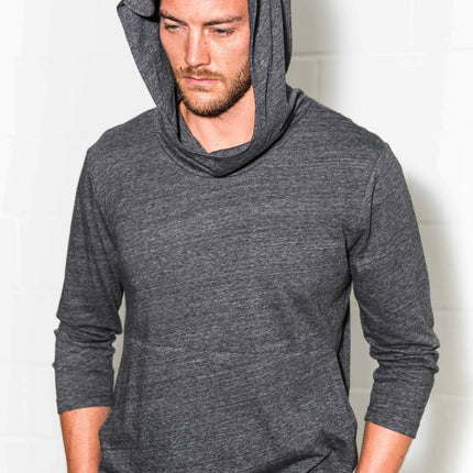 Men's 3/4 Sleeve Cowl Neck Visor Hoodie