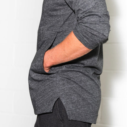 Men's 3/4 Sleeve Cowl Neck Visor Hoodie