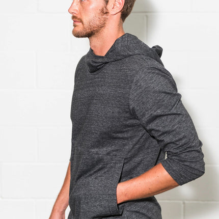 Men's 3/4 Sleeve Cowl Neck Visor Hoodie