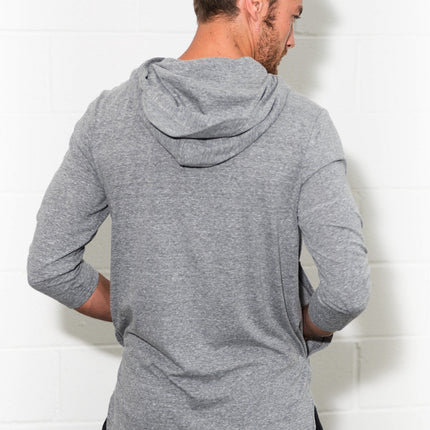 Men's 3/4 Sleeve Cowl Neck Visor Hoodie
