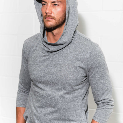 Men's 3/4 Sleeve Cowl Neck Visor Hoodie