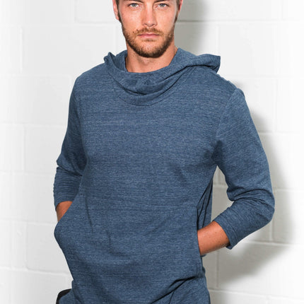 Men's 3/4 Sleeve Cowl Neck Visor Hoodie