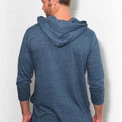 Men's 3/4 Sleeve Cowl Neck Visor Hoodie