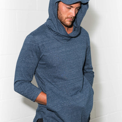 Men's 3/4 Sleeve Cowl Neck Visor Hoodie