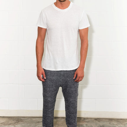 Men's Linen Blend Curved Bottom Crew Neck Tee