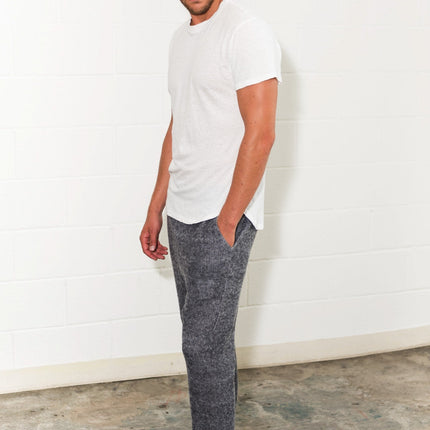 Men's Linen Blend Curved Bottom Crew Neck Tee