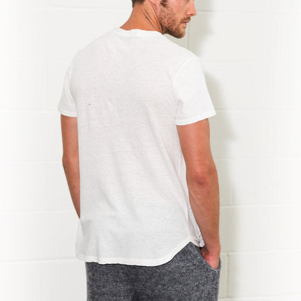 Men's Linen Blend Curved Bottom Crew Neck Tee