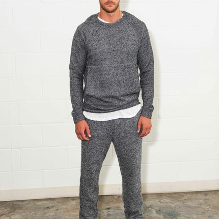 Men's Soft Knit Melange Kangaroo Pocket Pullover Sweater