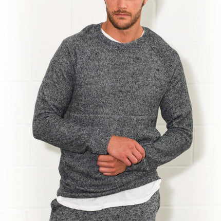Men's Soft Knit Melange Kangaroo Pocket Pullover Sweater