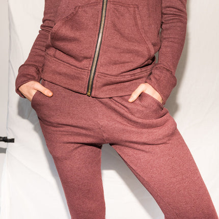 WOMEN'S BACK ZIP SWEATPANT - MAROON