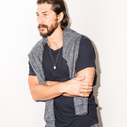 Men's Linen Blend Wide Neck Band Tee