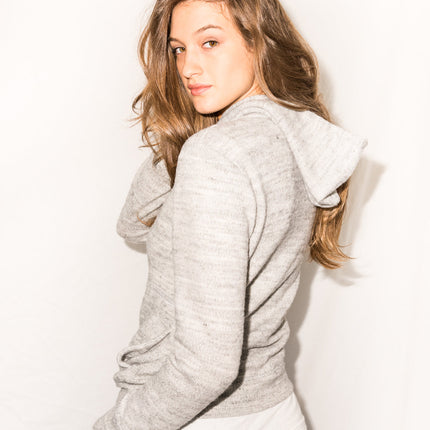 Women's Melange Knit Pullover Hoodie - Heather Grey