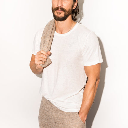 Men's Linen Blend Wide Neck Band Tee