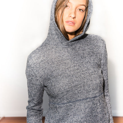 Women's Melange Knit Pullover Hoodie - Navy