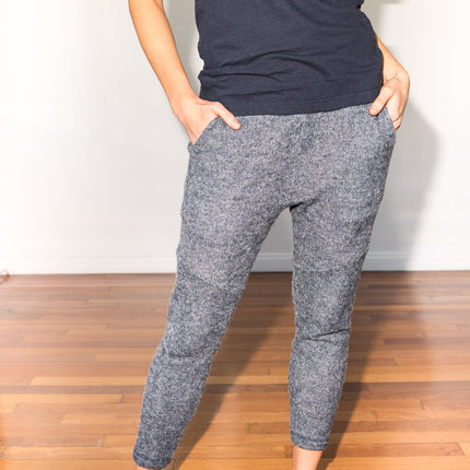 WOMEN'S MELANGE KNIT JOGGER PANT - NAVY