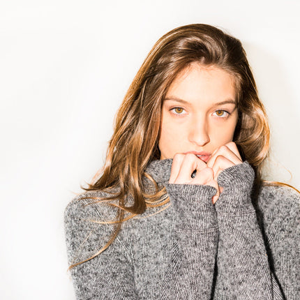 Women's Melange Knit Pullover Hoodie - Black