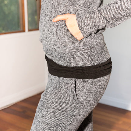 Women's Melange Knit Pullover Hoodie - Black