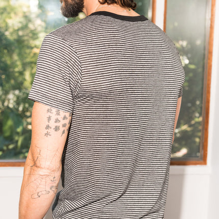 Men's Relaxed Contrast Crew Neck Stripe Tee