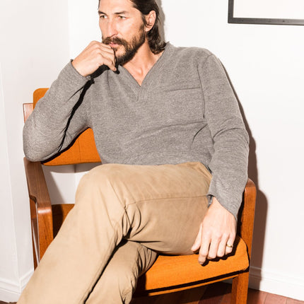 Men's French Terry Raw Neck Pocket Sweater