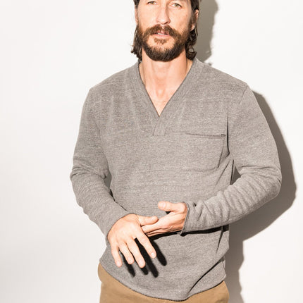 Men's French Terry Raw Neck Pocket Sweater