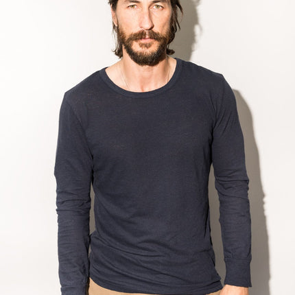 Men's Linen Blend Wide Cuff Long Sleeve Tee